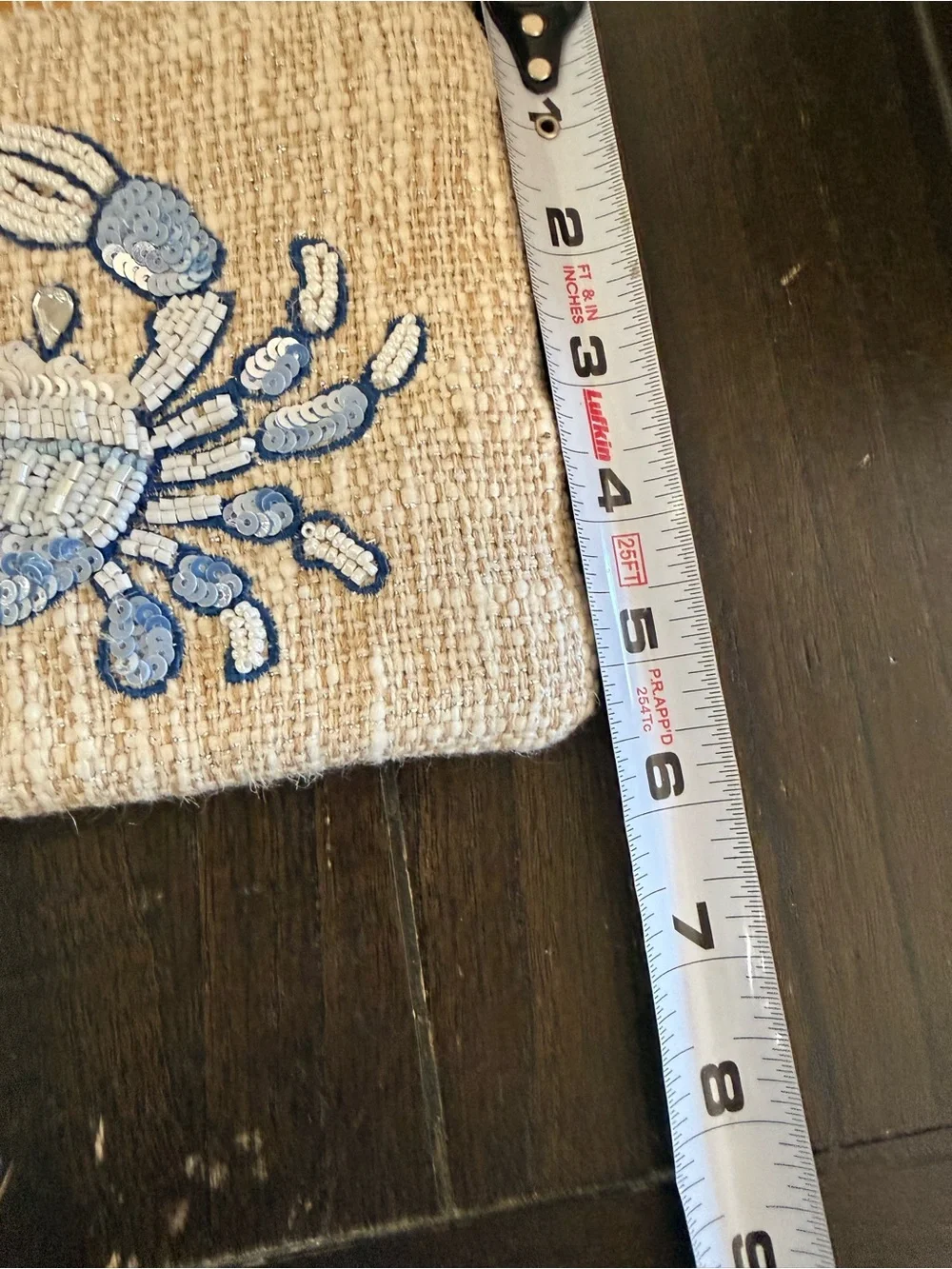 Beaded Crab Clutch — Blue & Natural